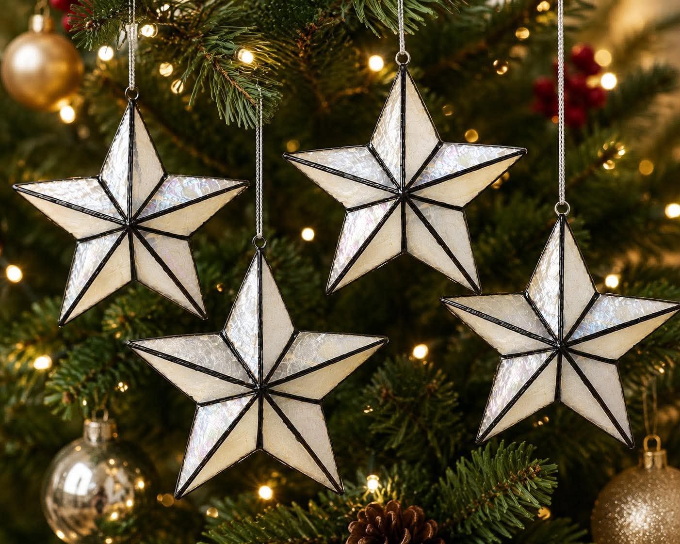 Capiz Christmas Star Ornaments Philippines White