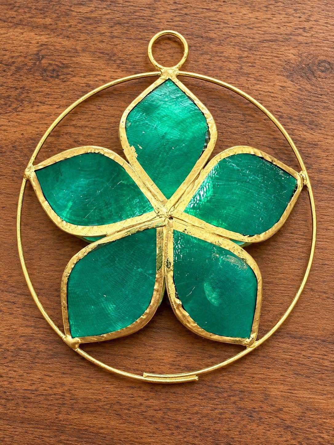 Camelia Capiz Ornament 5.5"