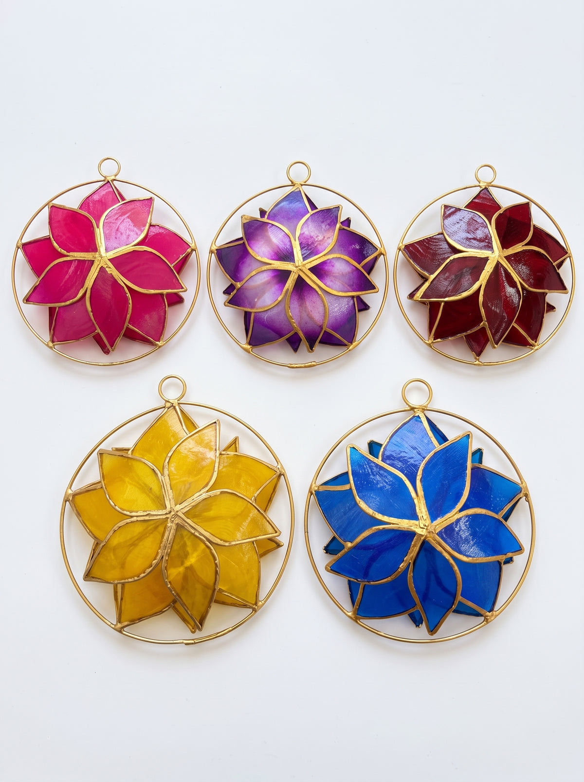 Poinsettia Capiz Ornament 6.5"