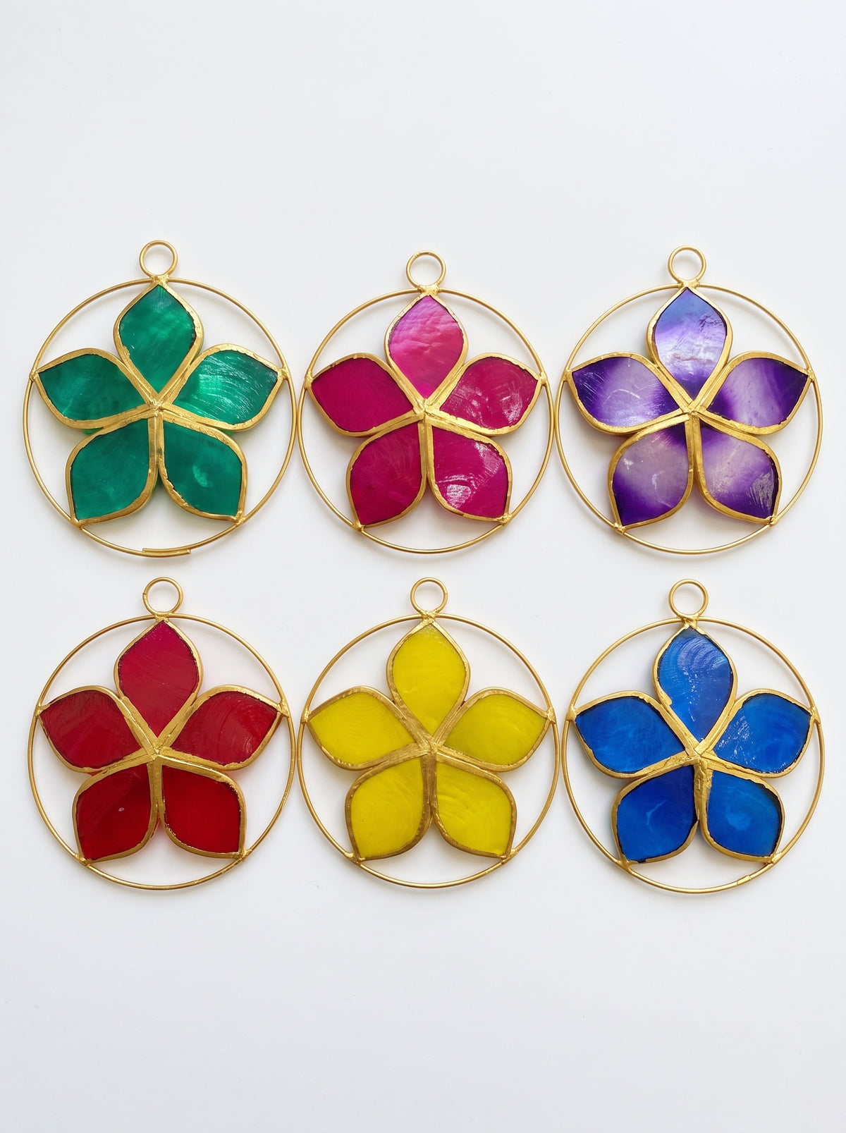 Camelia Capiz Ornament 5.5"
