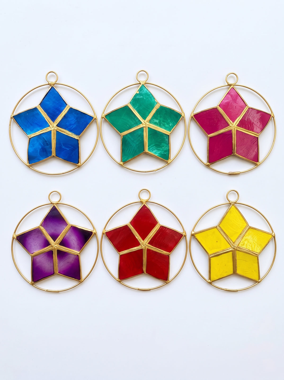 Capiz Stars Ornament 5"