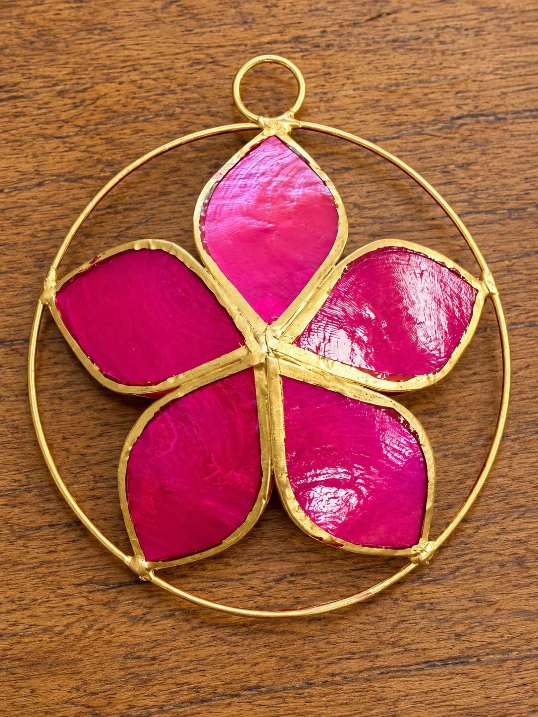 Camelia Capiz Ornament 5.5"