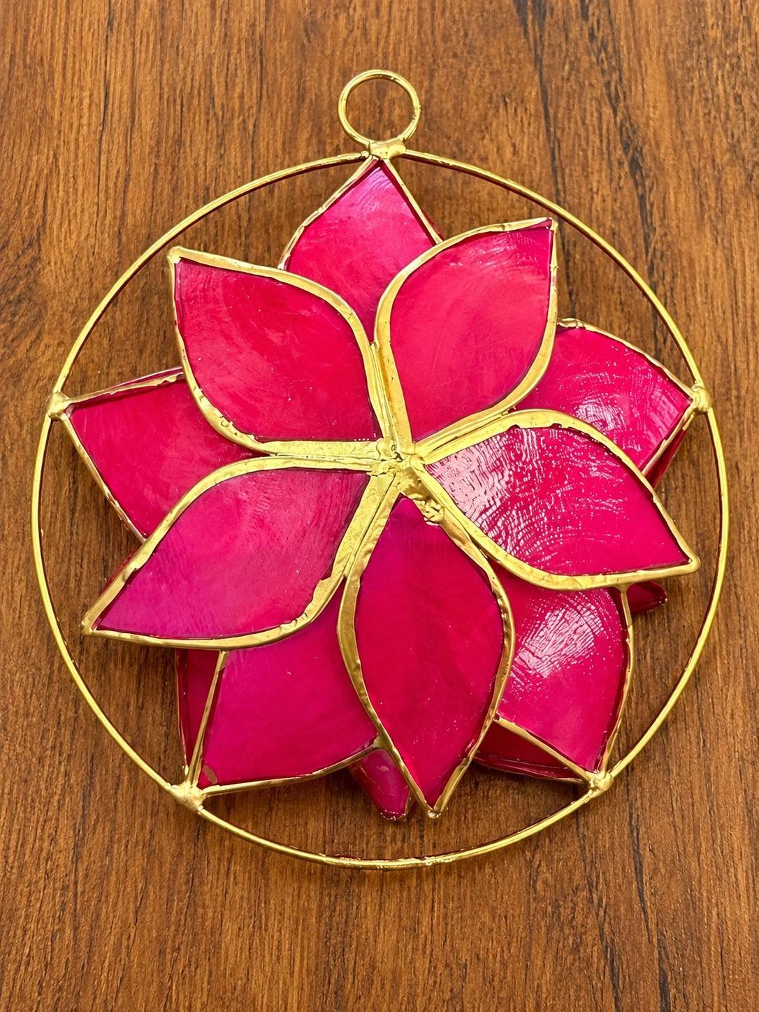 Poinsettia Capiz Ornament 6.5"