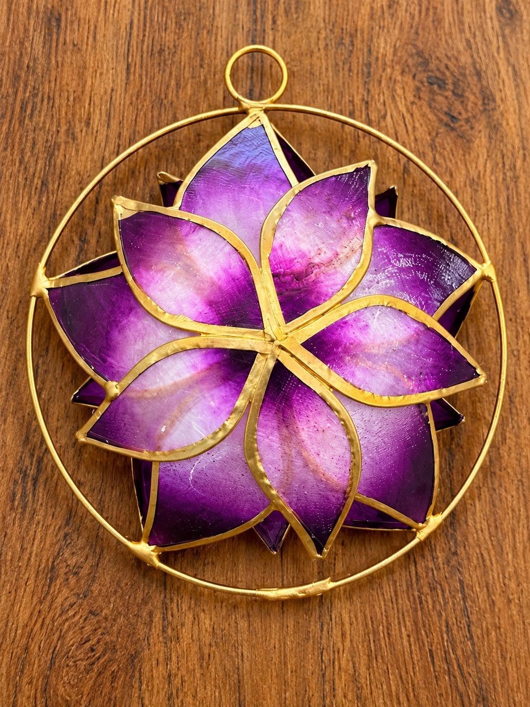 Poinsettia Capiz Ornament 6.5"