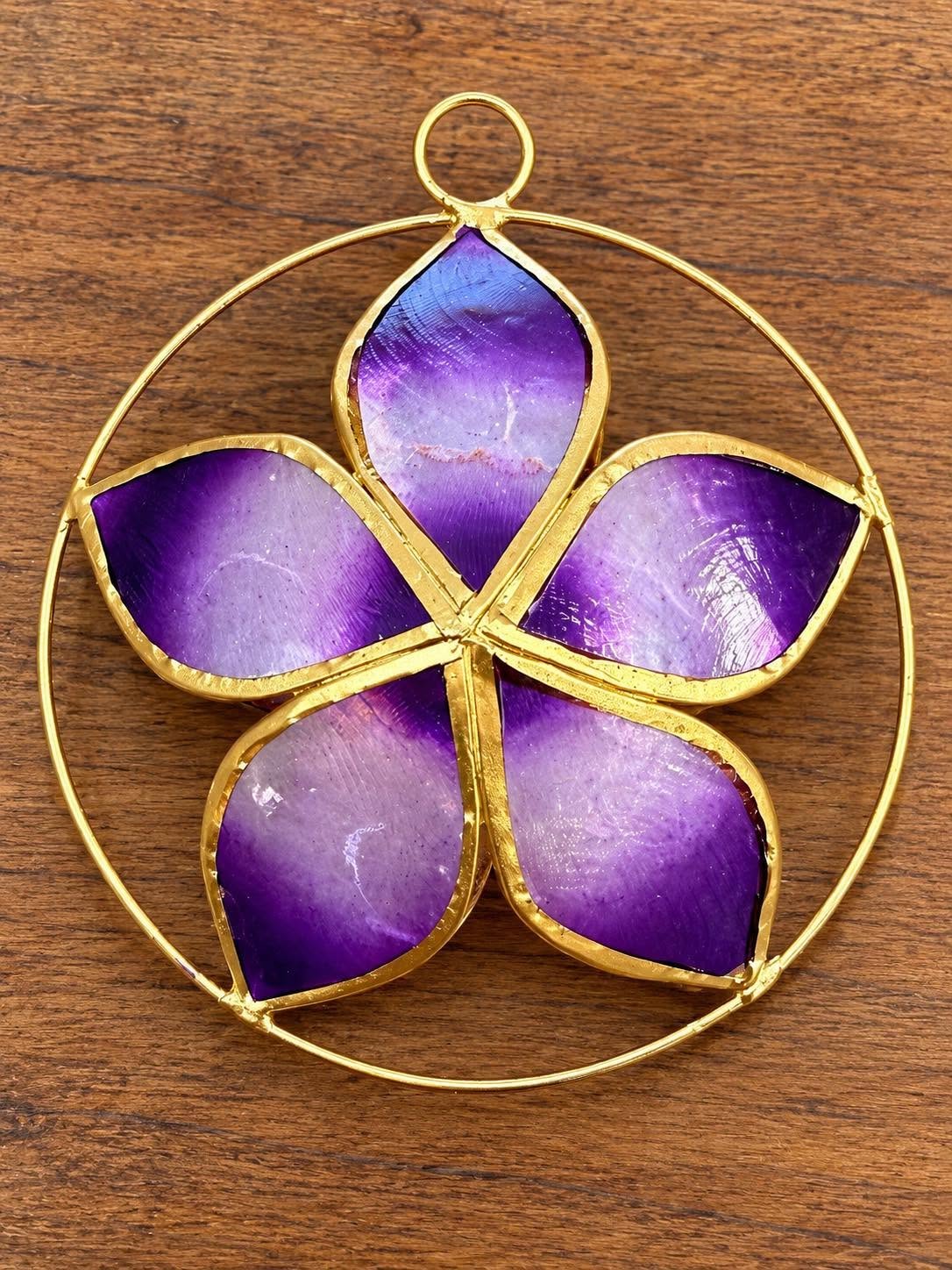Camelia Capiz Ornament 5.5"
