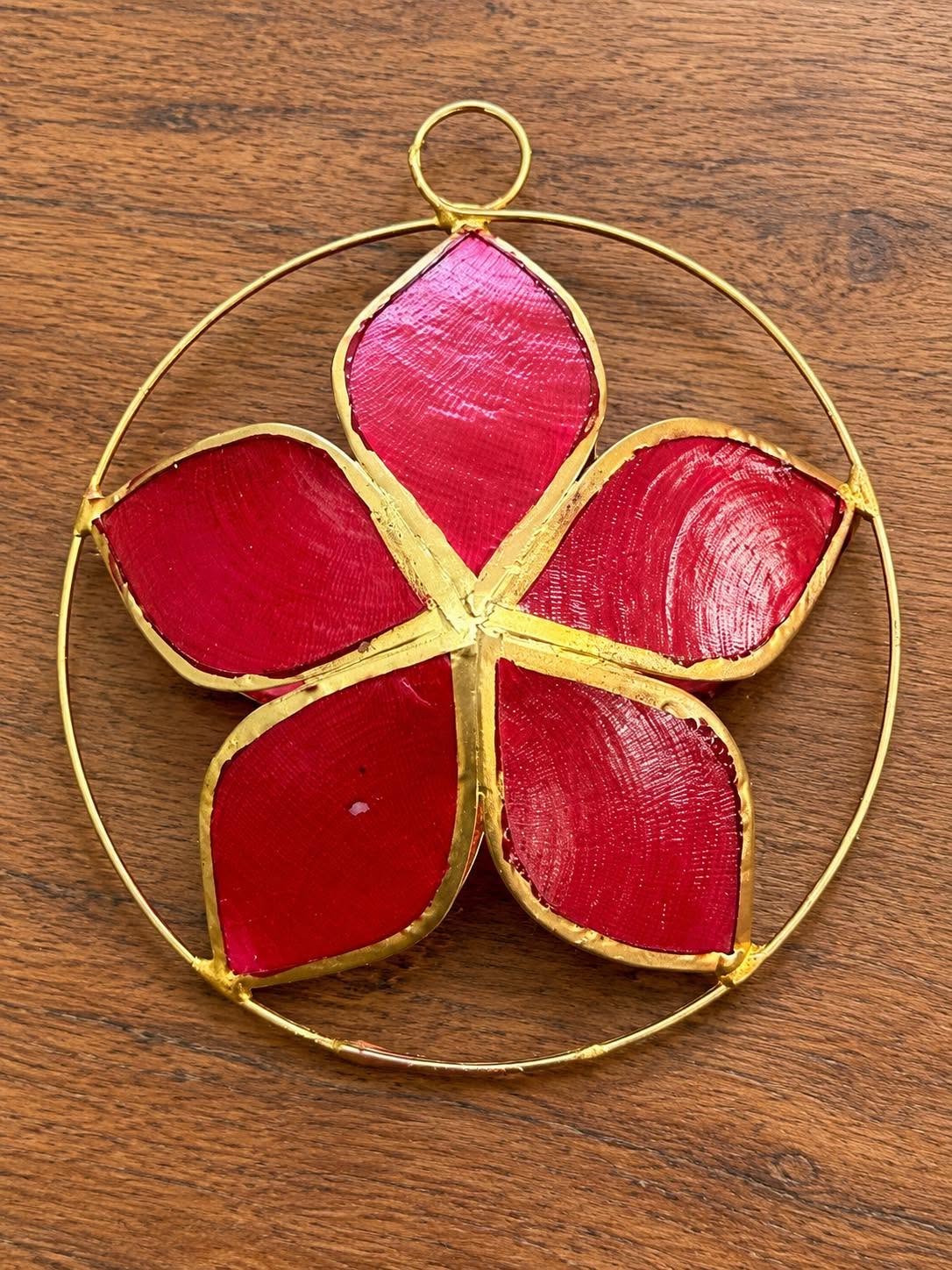 Camelia Capiz Ornament 5.5"