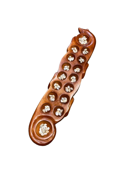 Snake Shape Carved Brown Sungka/ Mancala 30"