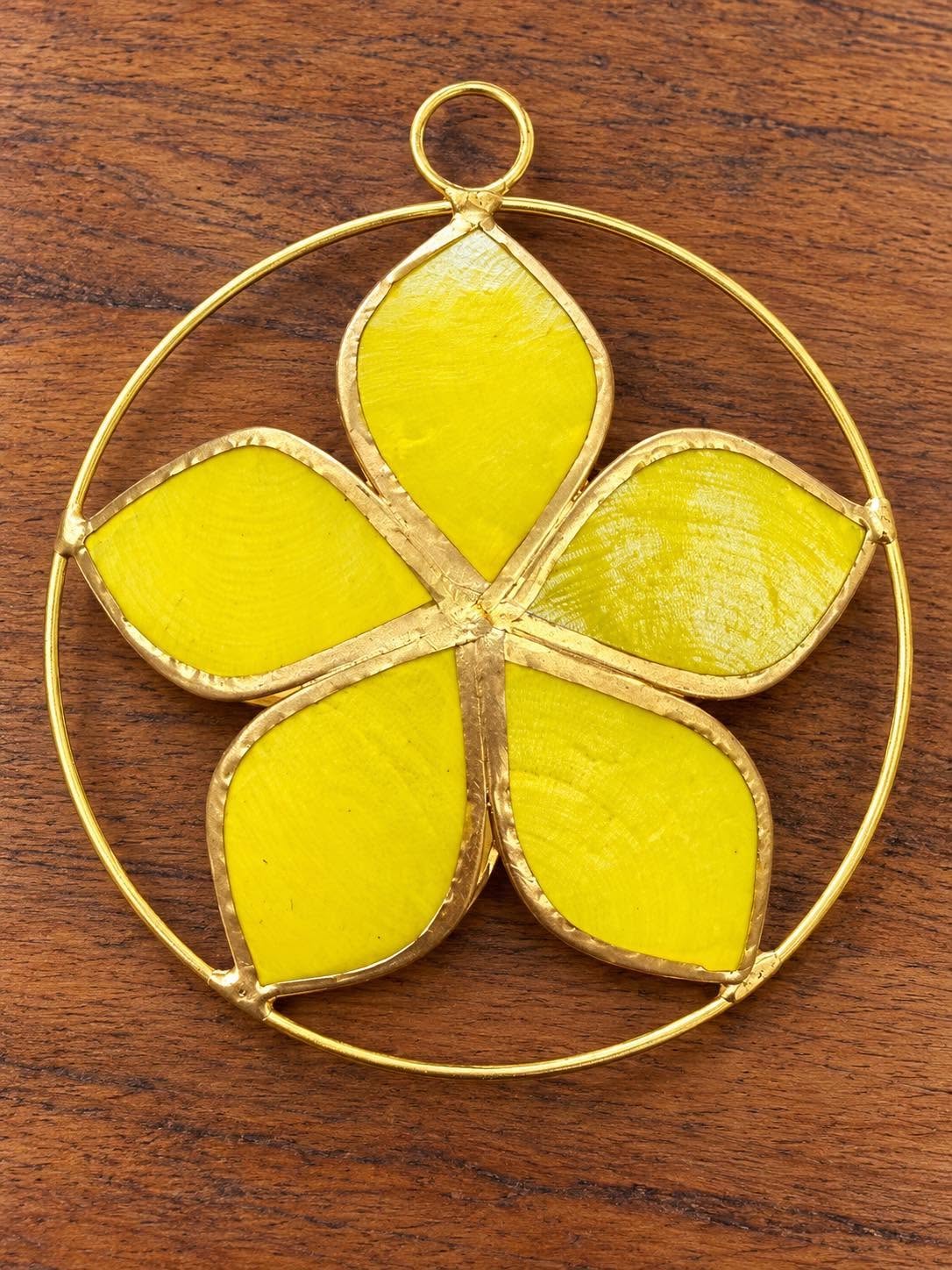 Camelia Capiz Ornament 5.5"