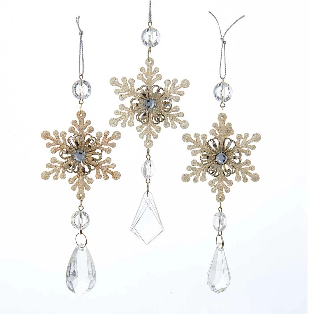 6.5"Snowflake Drop Ornament 1pc