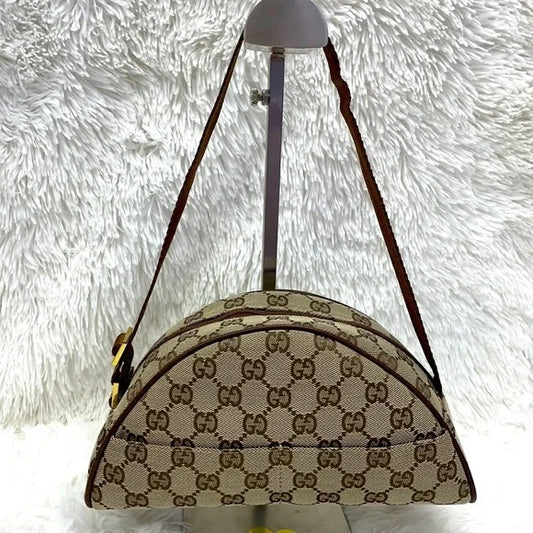 GUCCI HALF MOON CROISSANT GG MONO CANVAS POCHETTE