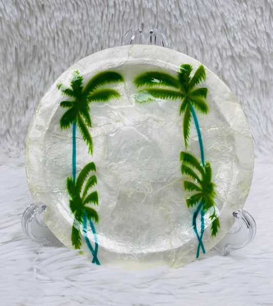 CAPIZ DECORATIVE PLATE COCONUT TREE