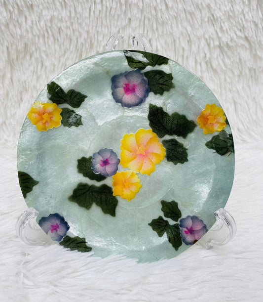 CAPIZ DECORATIVE PLATE FLOWERS