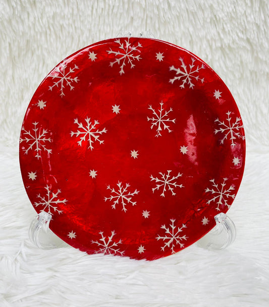 CAPIZ DECORATIVE PLATE SNOW