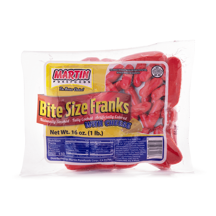 MARTIN'S BITE SIZE FRANKS HOTDOGS WITH CHEESE 16 OZ