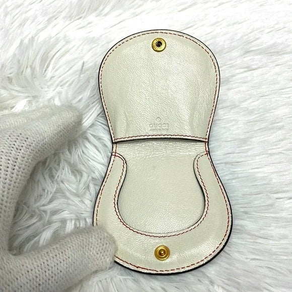 GUCCI GG LEATHER COMPACT CASE FOR MIRROR WH EUC