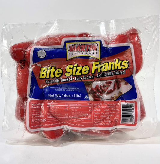 MARTIN'S PUREFOODS BITE SIZE FRANKS HOTDOGS 16 OZ