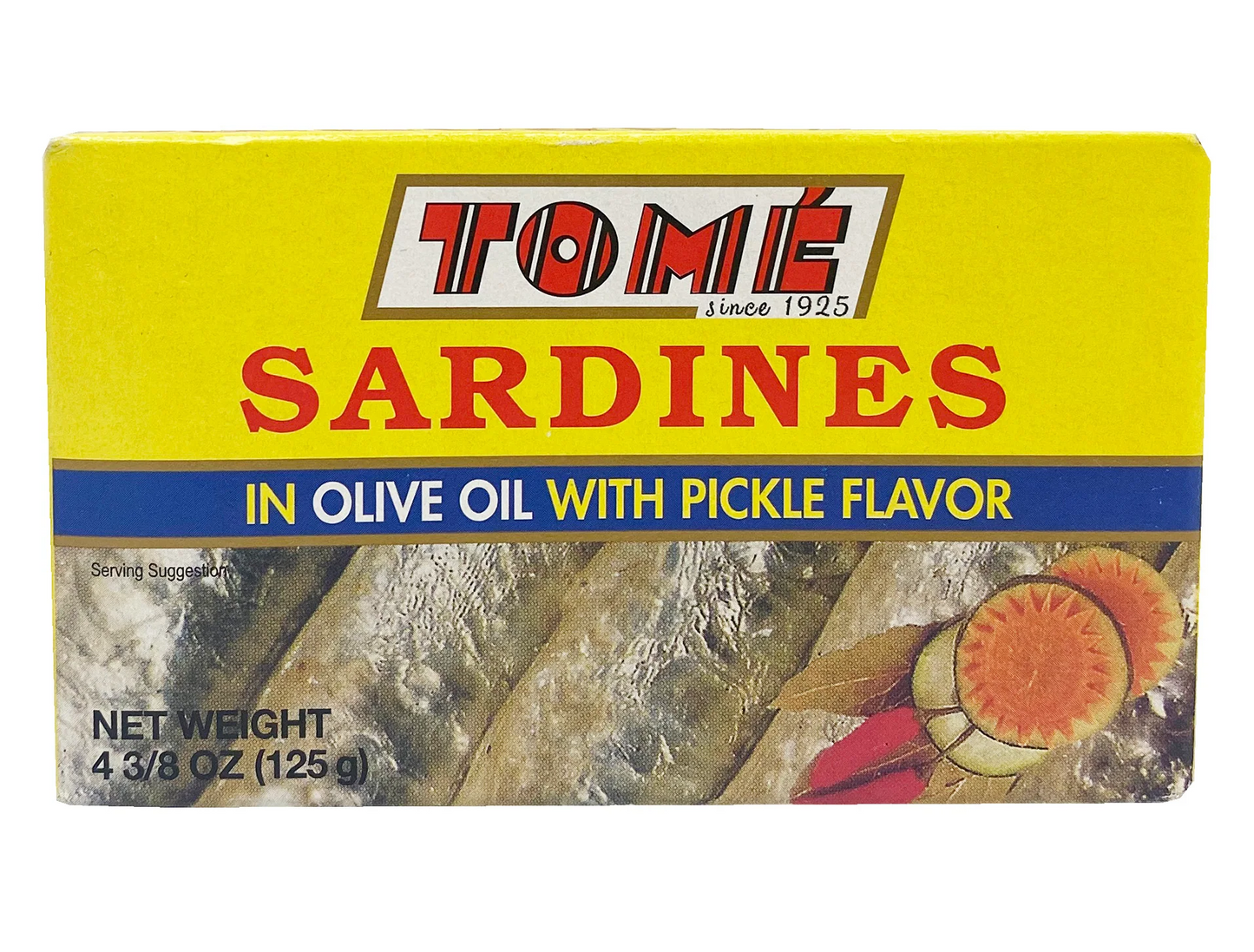 TOME SARDINES IN OLIVE OIL WITH PICKLE YELLOW