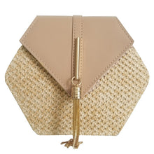 Load image into Gallery viewer, RATTAN HEXAGON SLING BAG BROWN
