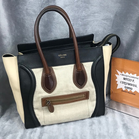 CELINE MICRO TOTE LUGGAGE TRICOLOR VGC