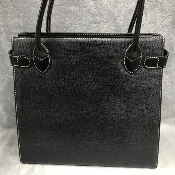 BURBERRY GRAIN LEATHER TOTE BAG BLACK EUC