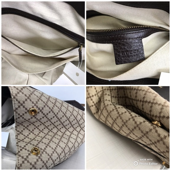 GUCCI CANVAS VINTAGE TOTE LEATHER GG BUCKLE FIRM