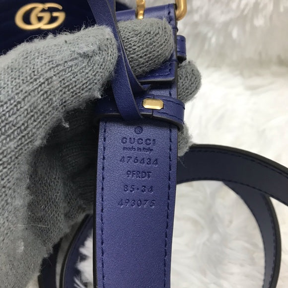 Gucci Blue Velvet GG Marmont Belt Bag