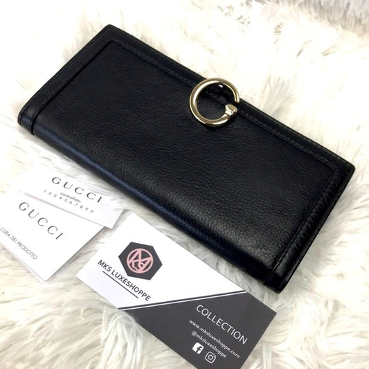 GUCCI LEATHER BIFOLD LONG WALLET EUC
