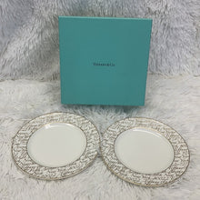 Load image into Gallery viewer, TIFFANY &amp; CO. 2 PC TIFFANY NOTES FIFTH AVE PLATES 7.5&quot; EACH EUC
