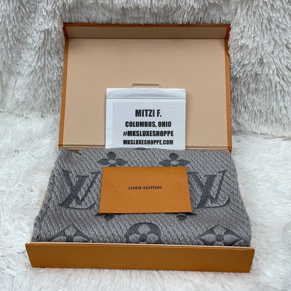 LOUIS VUITTON LOGOMANIA SCARF GRAY CM1129 M74742